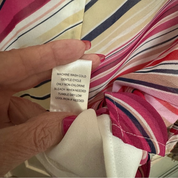 Pale Sky - Striped, Blouse, button down Back, open sleeves, with tie, Size XL - Picture 8 of 9